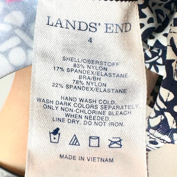 Lands’ End Patterned Blue White Tankini Swim sz 4 - Picture 8 of 10